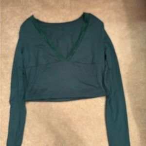SHEIN Green Long Sleeve Crop Blouse